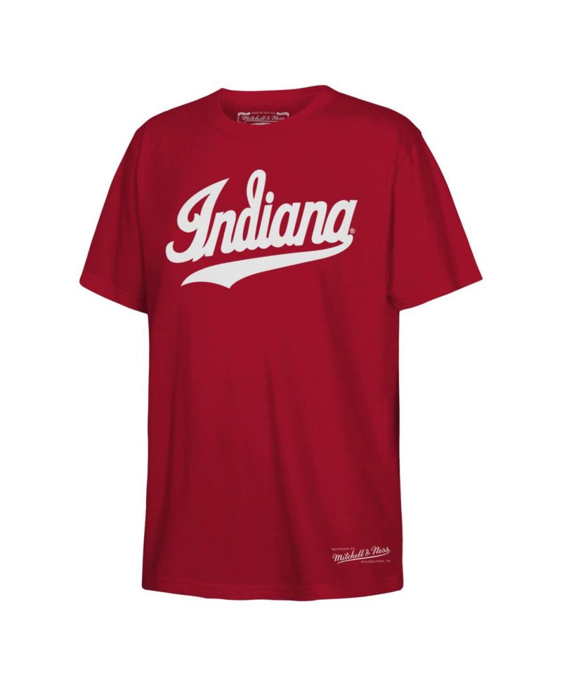 Big Boys and Girls Crimson Indiana Hoosiers Throwback Wordmark T-Shirt