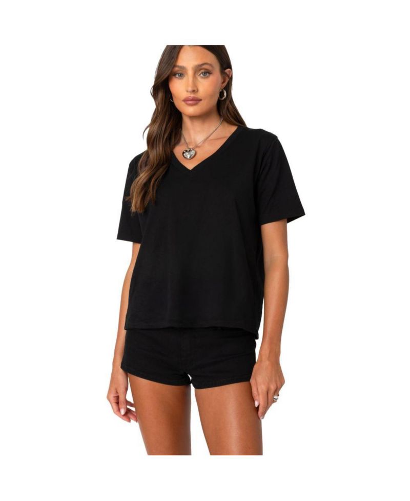 Women's Loose fit V neck T shirt