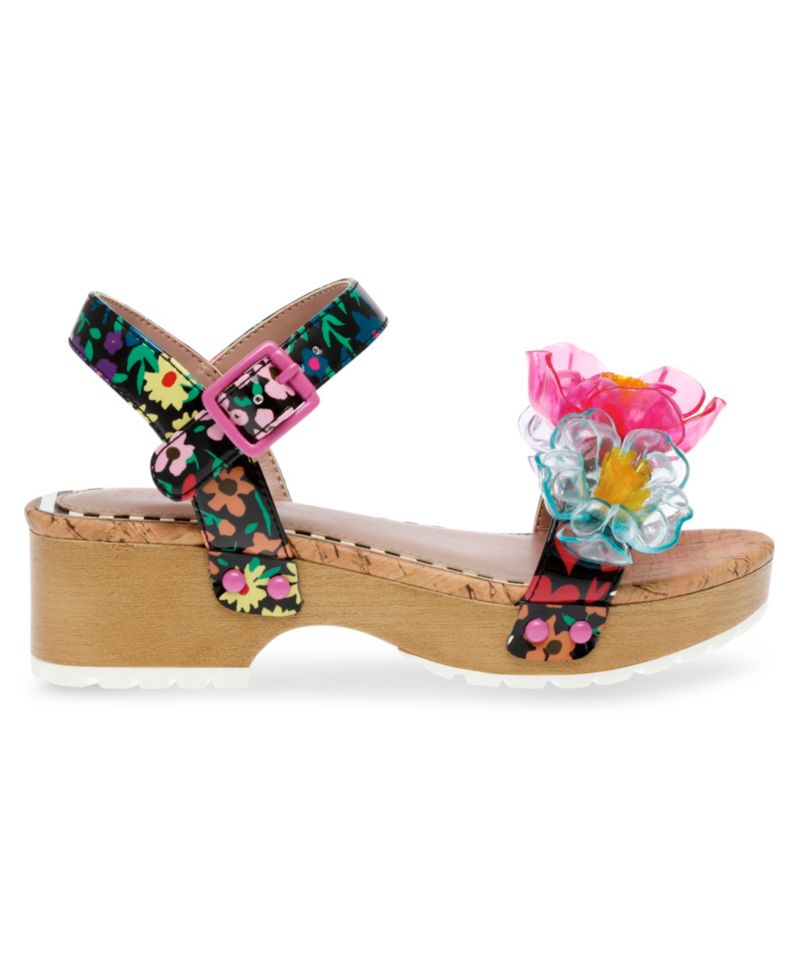 Little and Big Girls Oakly Clog Sandals with Flower Details