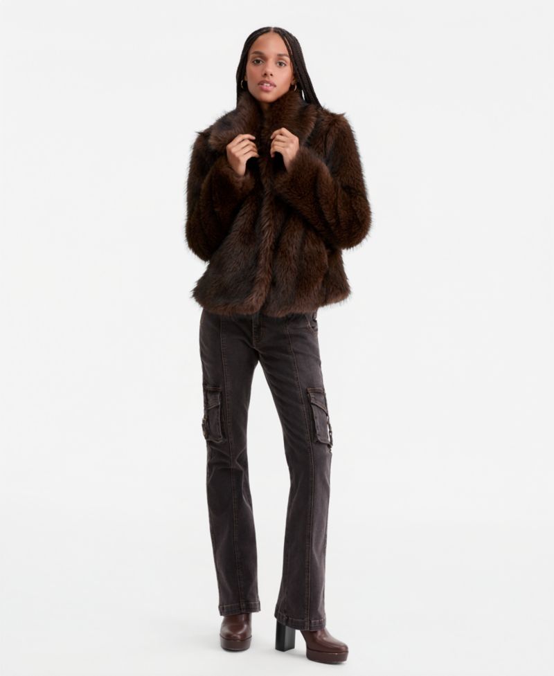 Women's Faux-Fur Collared Coat