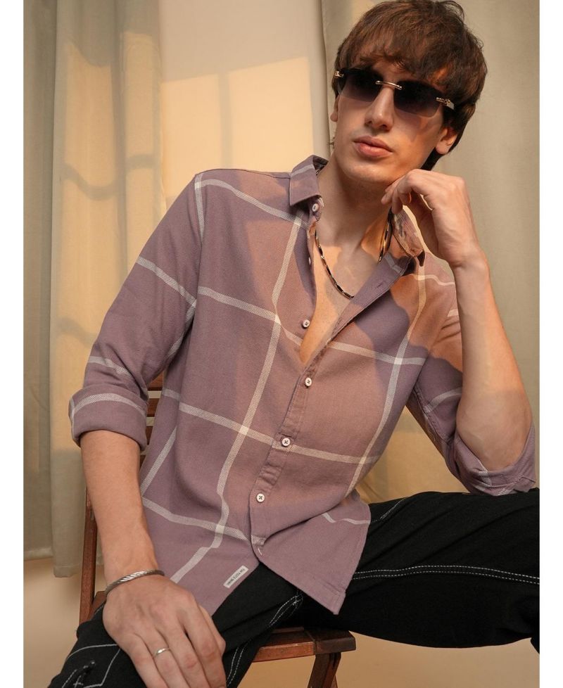 Men's Nude Pink Maxi-Graph Check Shirt