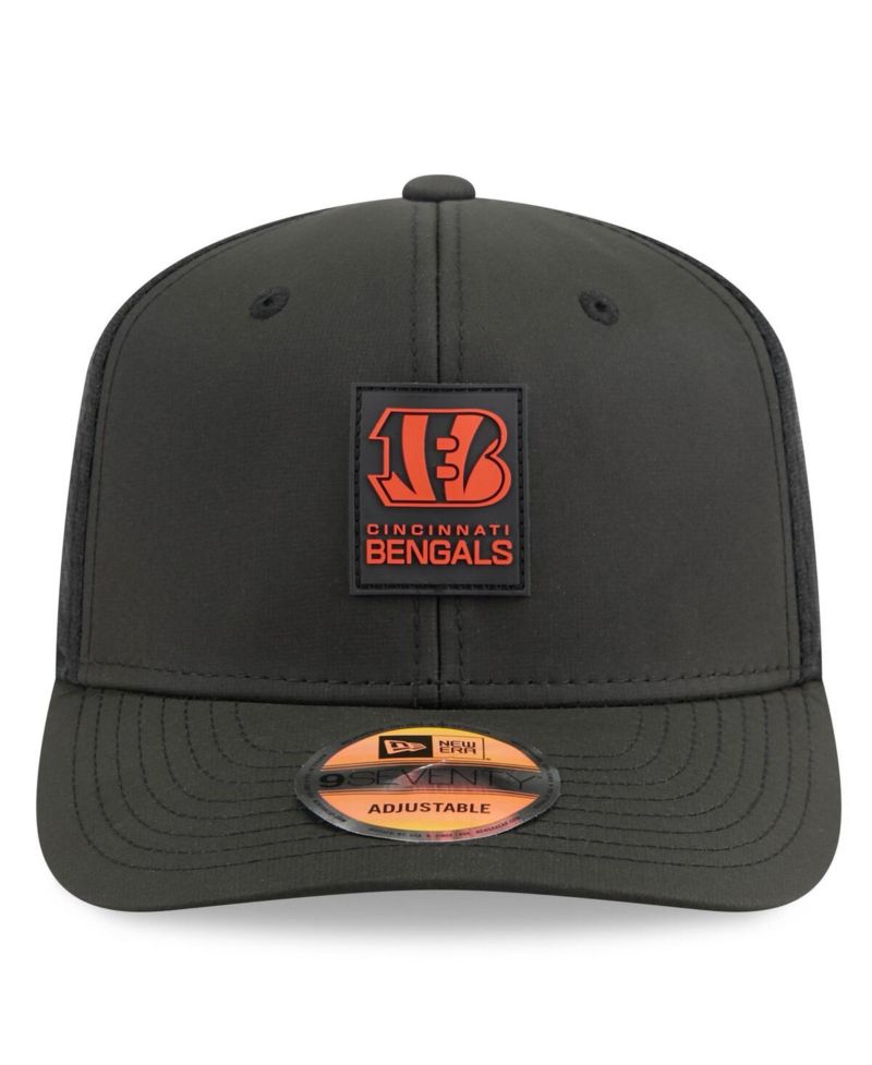 Men's Black Cincinnati Bengals 2025 Sideline 9SEVENTY Trucker Adjustable Hat