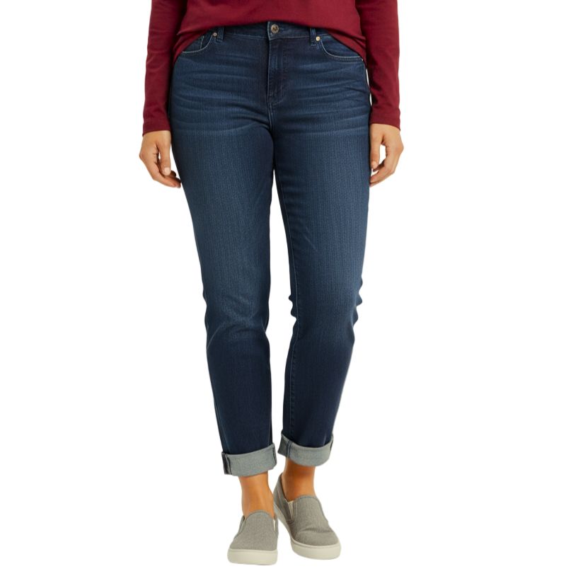 Women's Mid Rise Boyfriend Rolled Denim Jeans