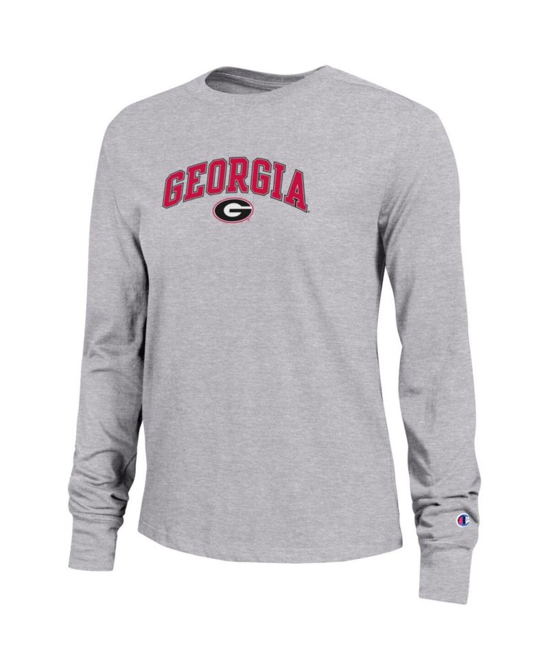 Women's Gray Georgia Bulldogs Arch Over Logo Long Sleeve T-Shirt