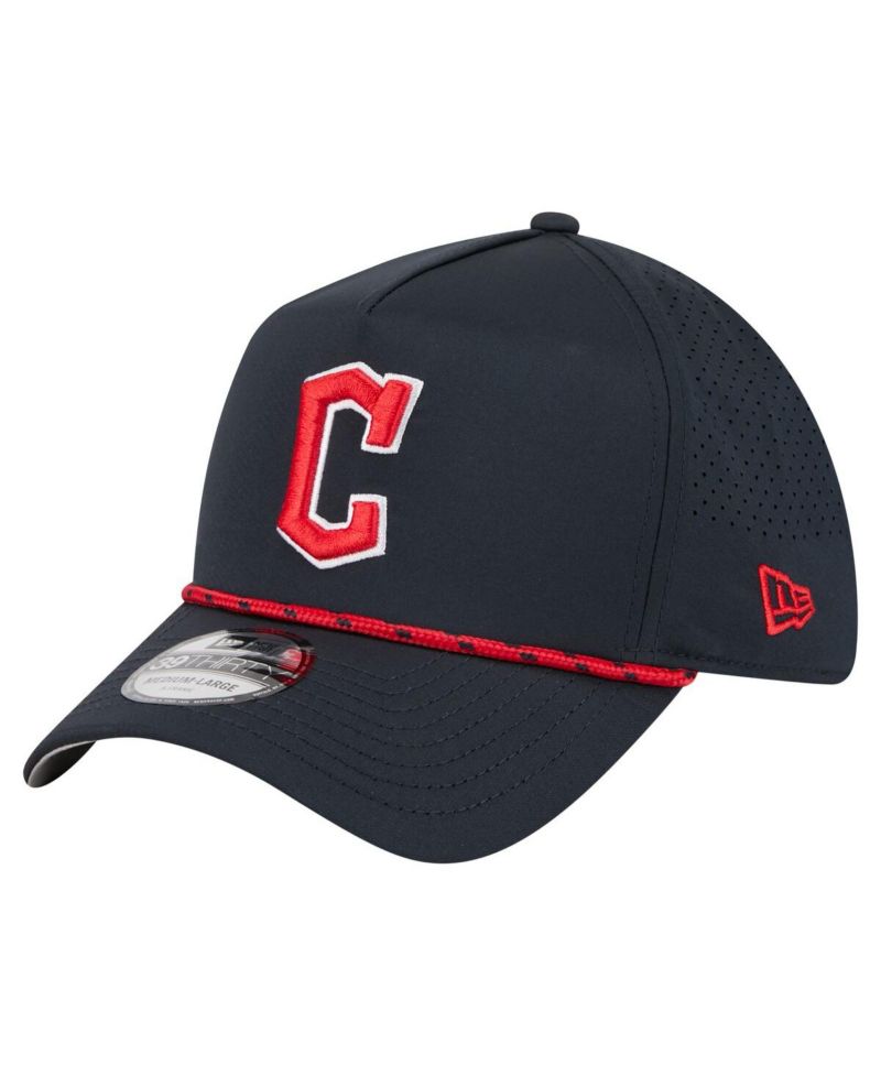 Men's Navy Cleveland Guardians 39THIRTY A-Frame Perforated Flex Hat