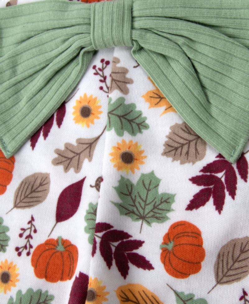 Girls' 0-5T Thankful Long-Sleeve Ribbed Thanksgiving 4-Piece Set