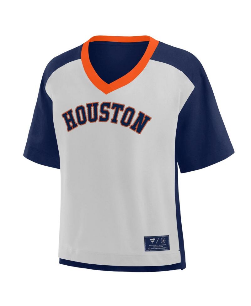 Women's Navy/Graphite Houston Astros Oversized Race to Win V-Neck T-Shirt