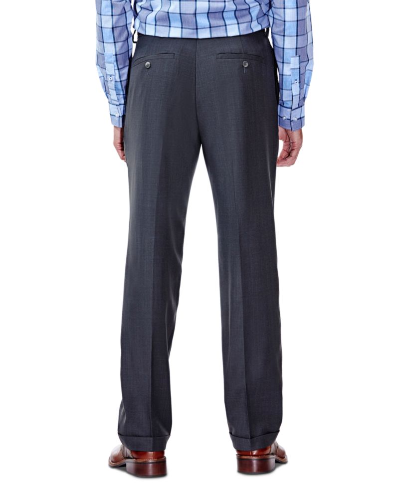 Men's ECLO Stria Classic Fit Pleated Hidden Expandable Waistband Dress Pants