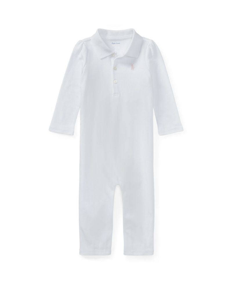 Baby Girls Ribbed Polo Collar Coverall