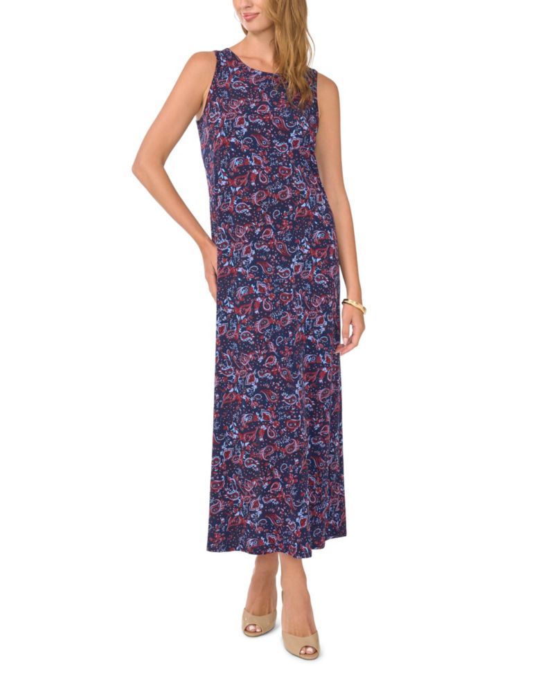 Women's Paisley Maxi 3/4-Sleeve Dress