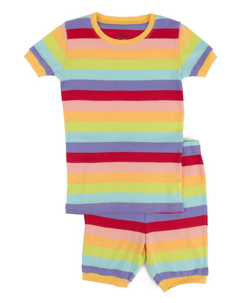 Kids Matching Family Two Piece Cotton Short Sleeve Shirt and Shorts Striped Pajamas 6-10