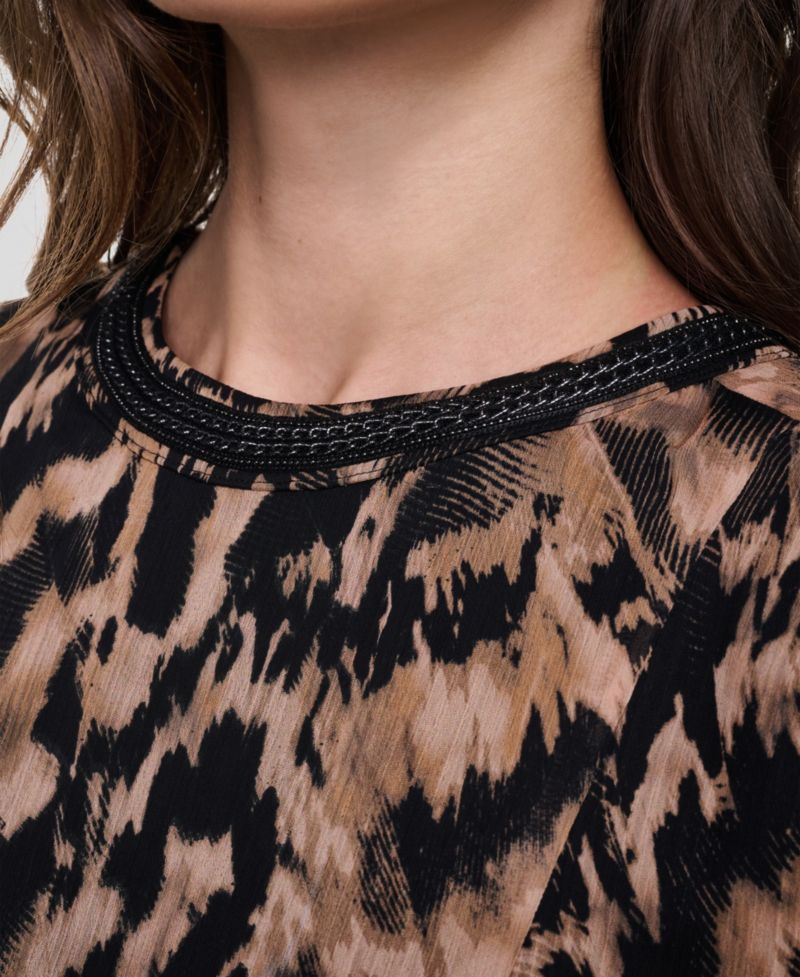 Women's Printed Crinkle Chiffon Sleeveless Top