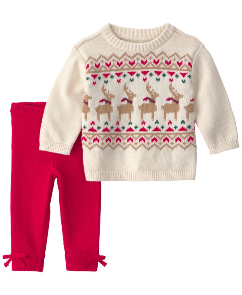 Baby Girls' Reindeer Fair Isle Top and Pants, 2-Piece Set