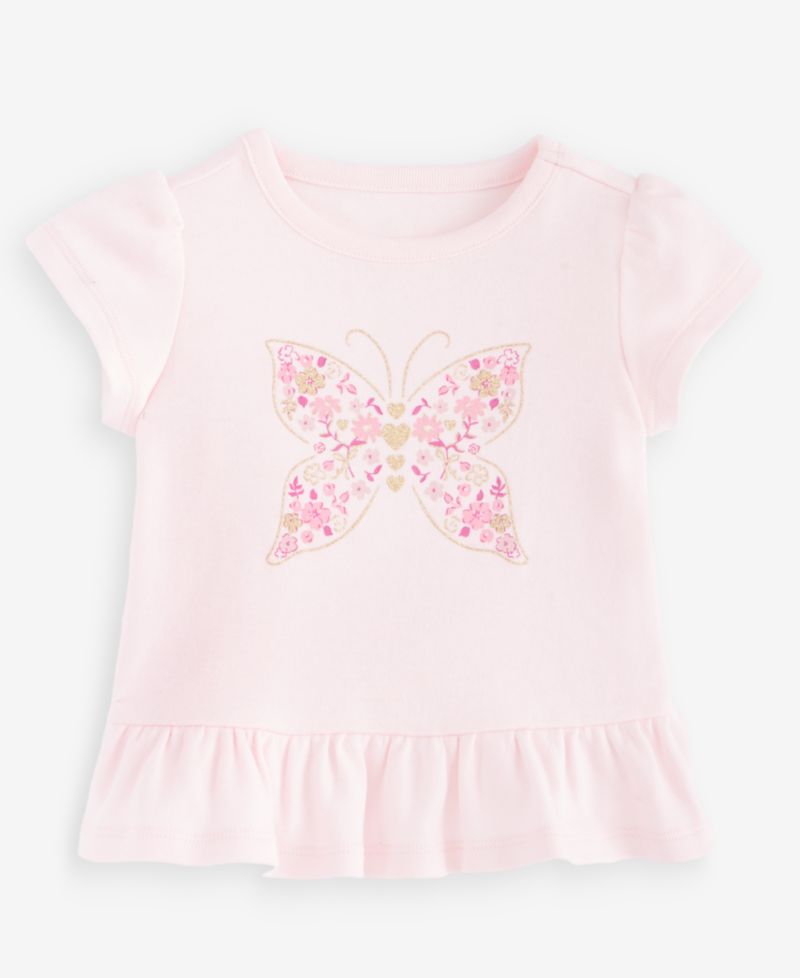 Baby Girls' 3M-24M Mix & Match Short-Sleeve Butterfly Peplum T-Shirt