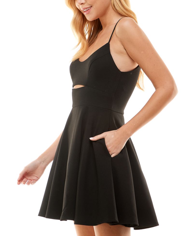 Juniors' Cutout Midriff Party Dress
