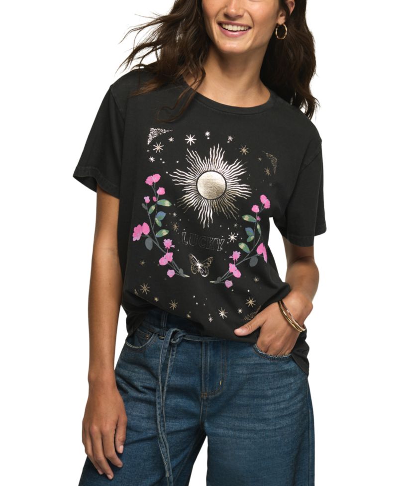 Women's Celestial Lucky Sun Boyfriend Graphic T-Shirt