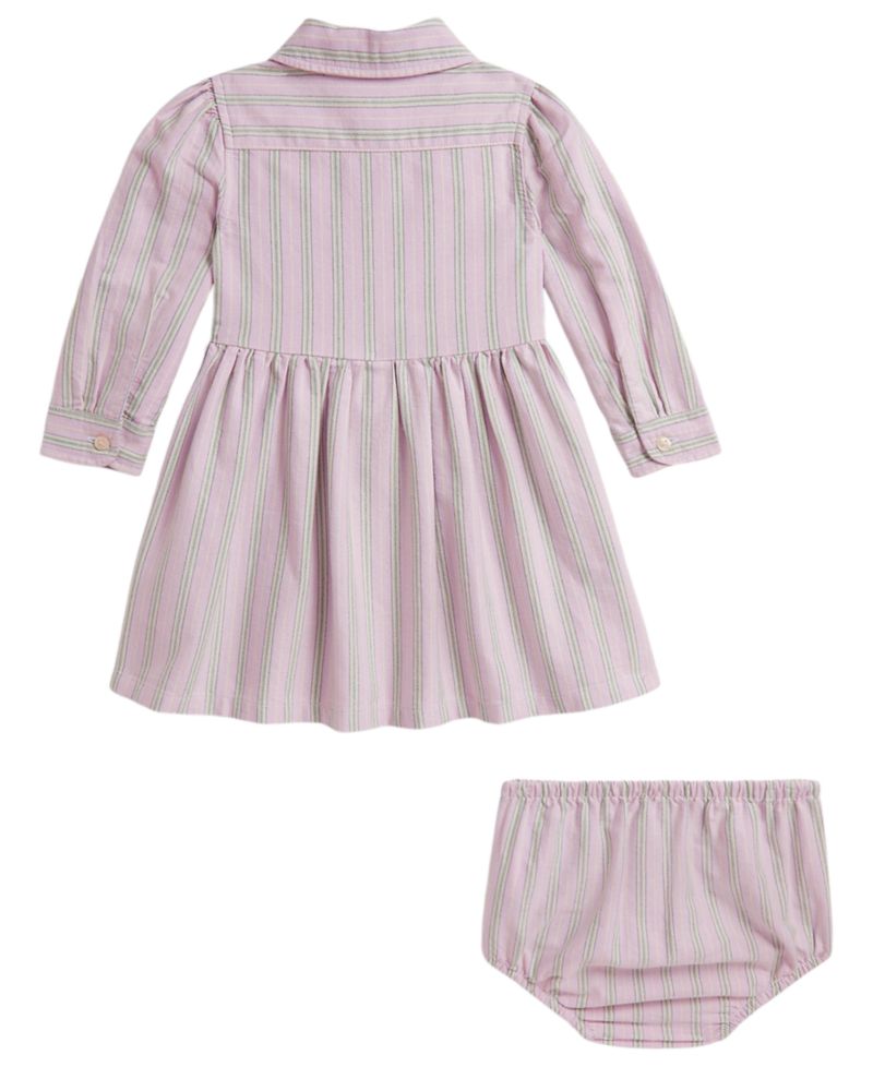 Baby Girls' Striped Cotton Shirtdress and Bloomer, 2-Piece Set