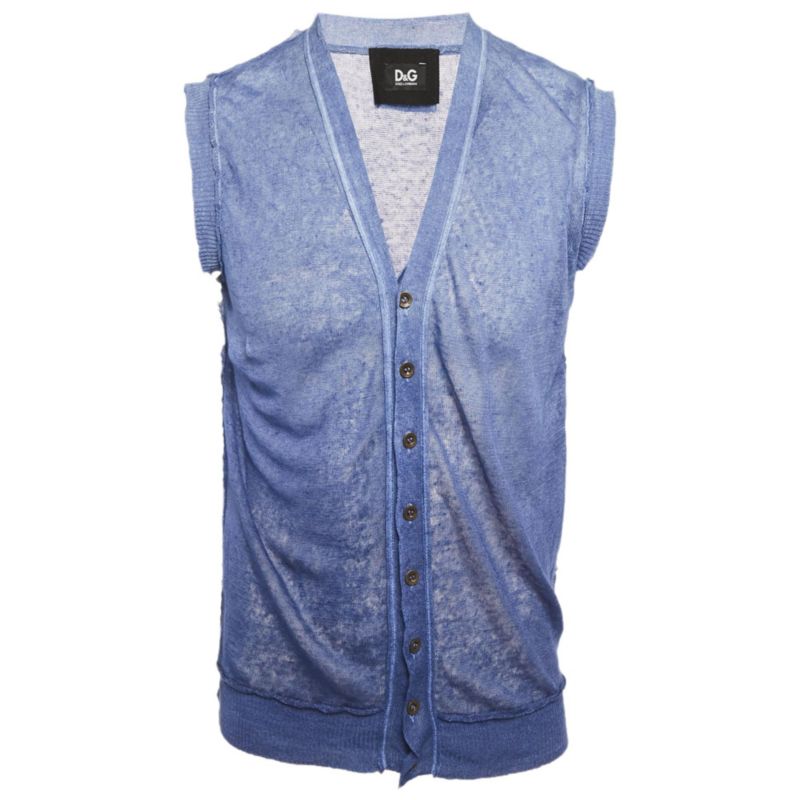 Men's Blue Ombre Knit Sleeveless Vest