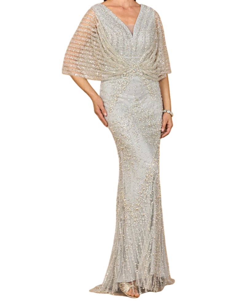 Women's Cape Sleeve Mermaid Gown