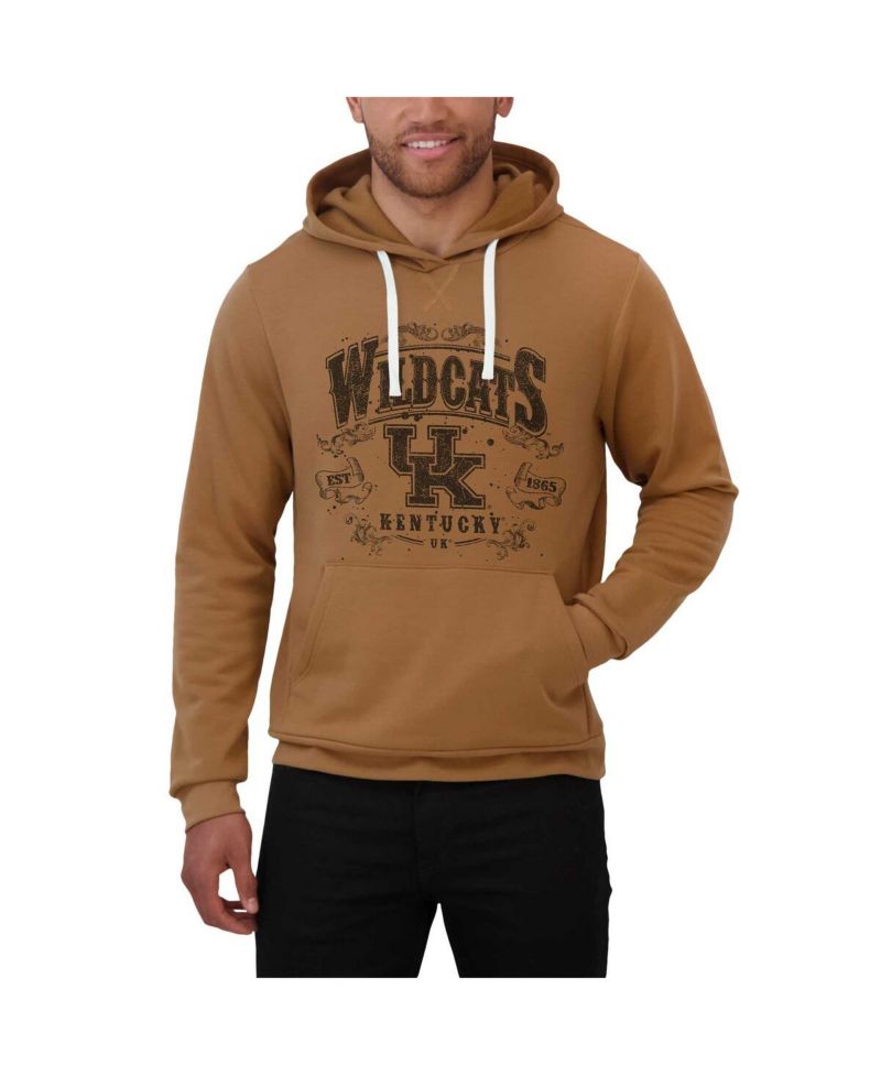 Men's Tan Kentucky Wildcats Camp Fleece Tri-Blend Pullover Hoodie
