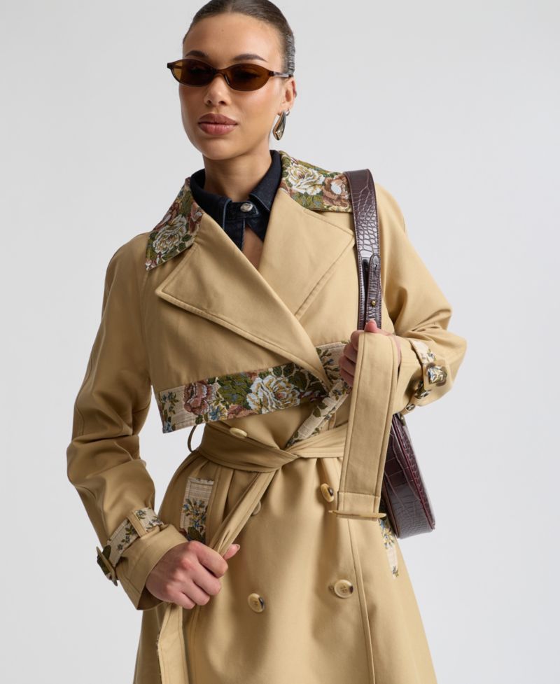 Women's Combo Belted Trench Coat