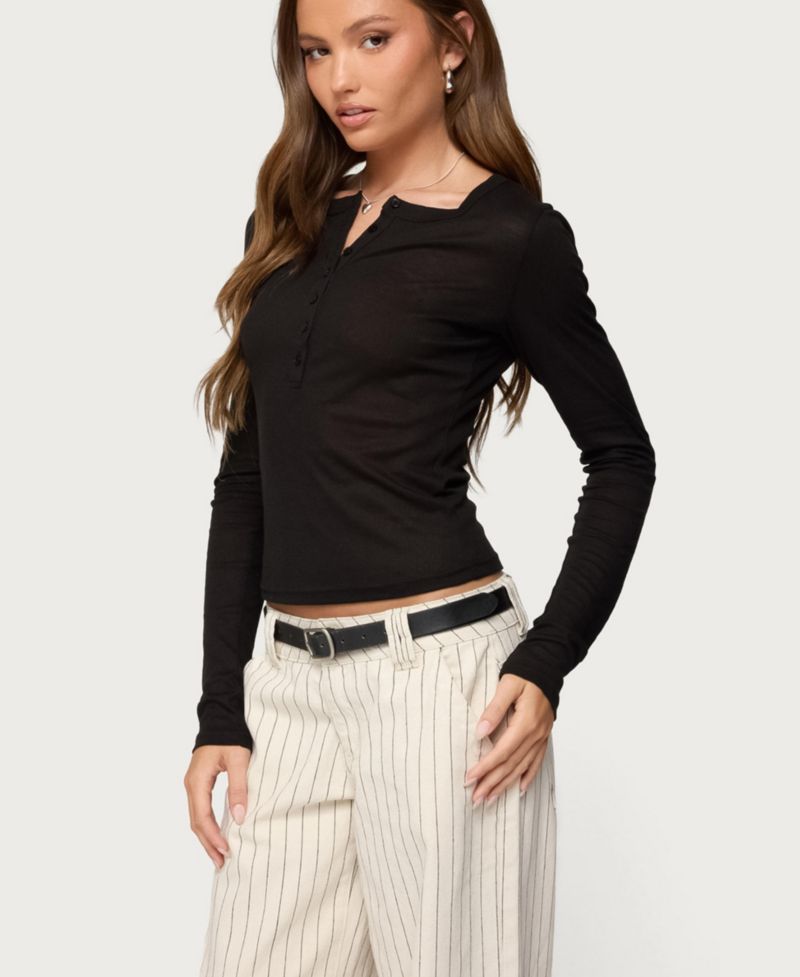 Women's Nettie Ribbed Henley Top