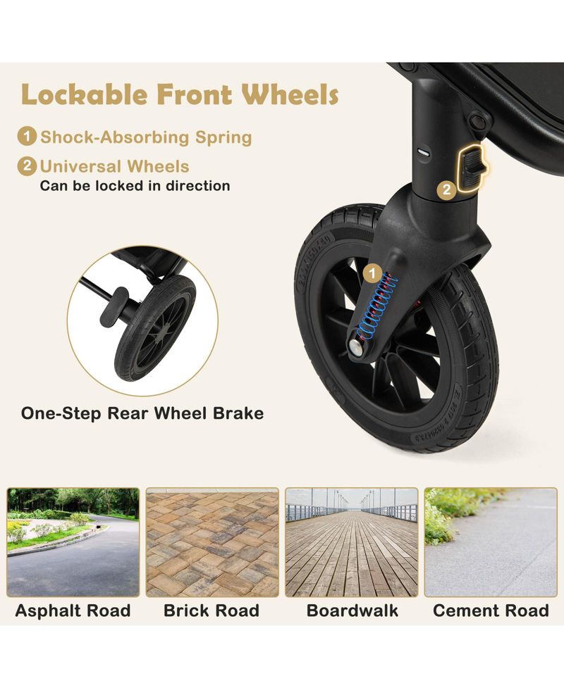 Toddler 3-in-1 Newborn Stroller Folding Convertible High Landscape Stroller