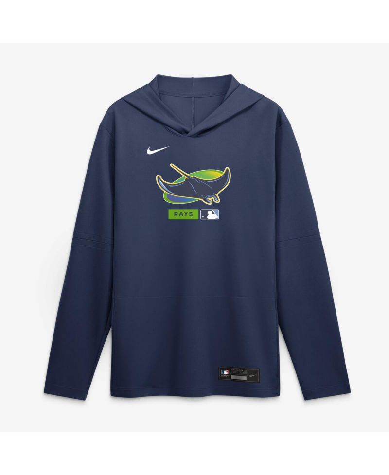 Men's Navy Tampa Bay Rays Authentic Collection Dri-FIT Long Sleeve Hooded T-Shirt