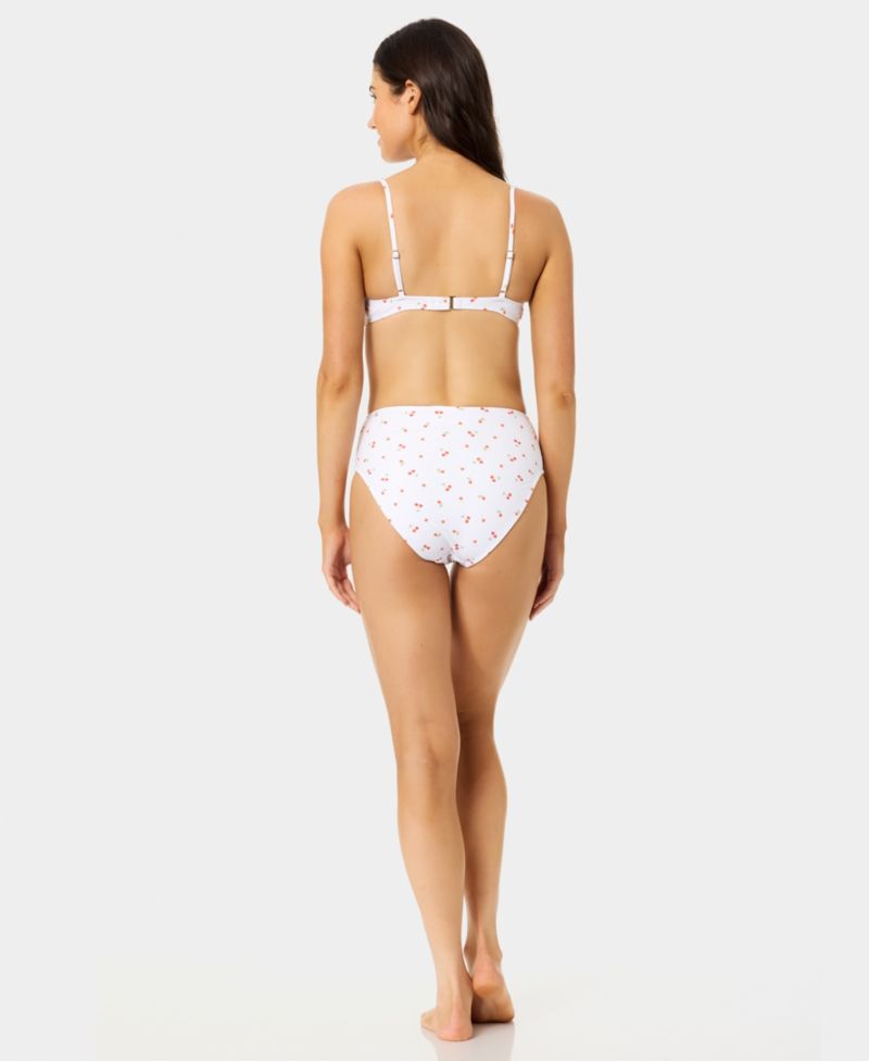 Women's Mini Cherry Smocked Knot Swim Bikini Top