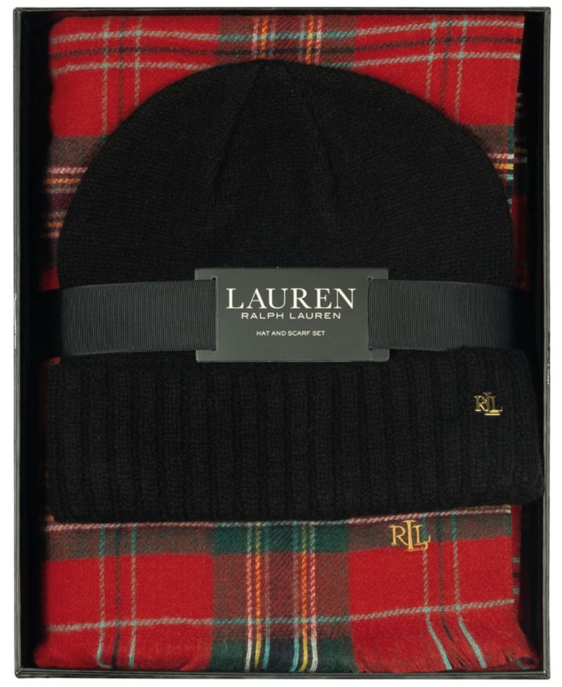 Woven Scarf and Knit Beanie Set