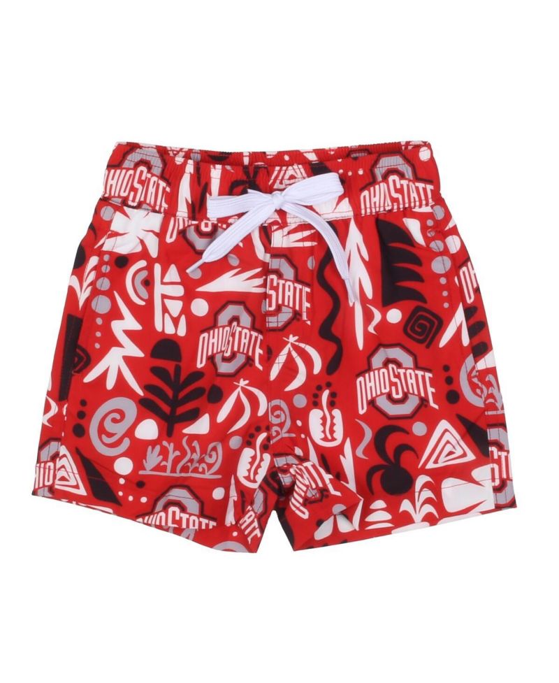 Big Boys and Girls Scarlet Ohio State Buckeyes Allover Print Swim Shorts