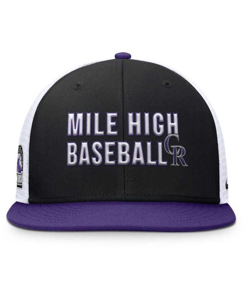 Men's Black/Purple Colorado Rockies Pro Trucker Snapback Hat