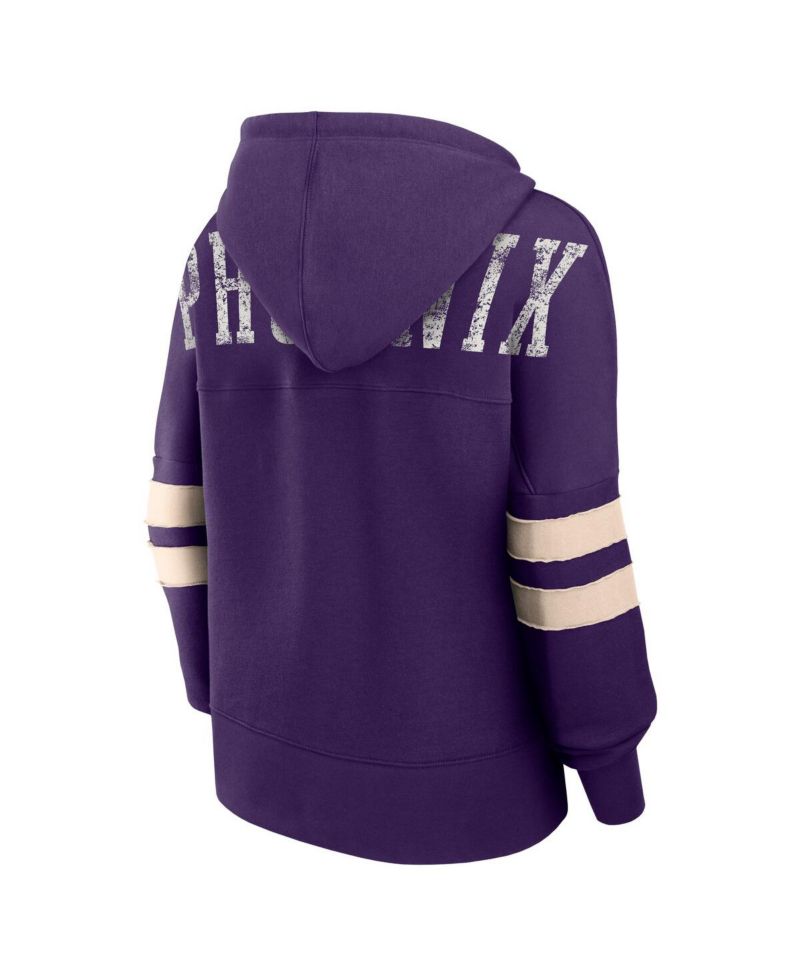 Women's Purple Distressed Phoenix Suns Bold Move Dolman V-Neck Pullover Hoodie