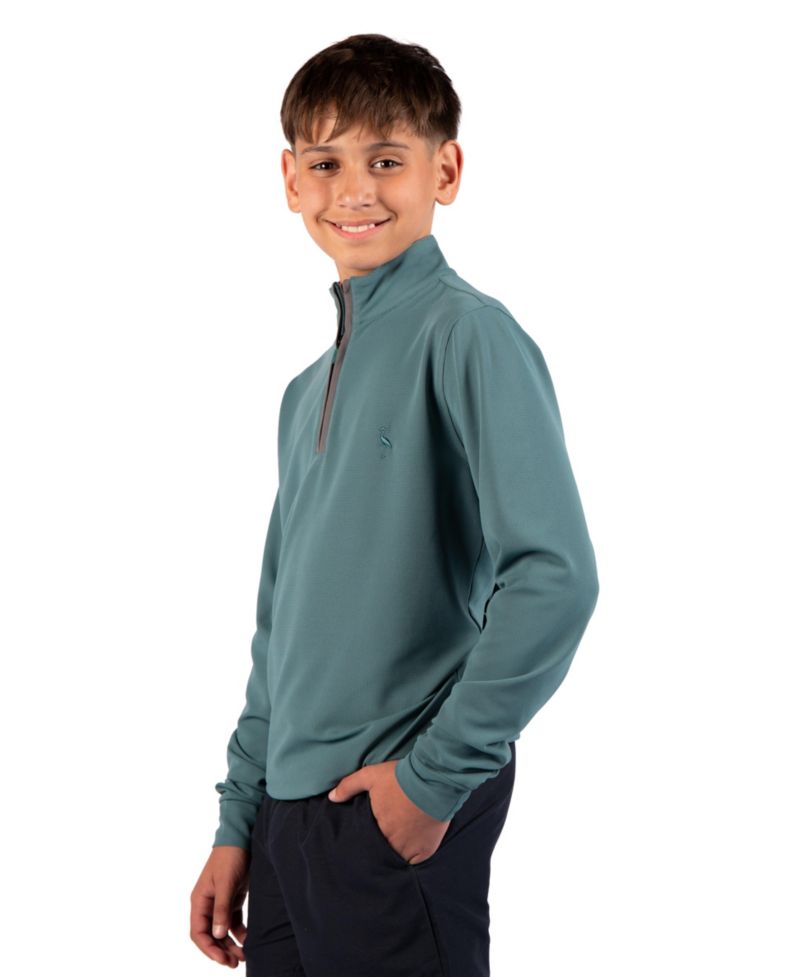 Big Boys Micro Grid Textured Performance Quarter Zip