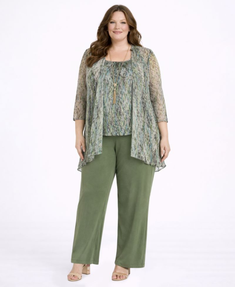 Plus Size Tank Top, Jacket, and Pants, 3-Piece Set