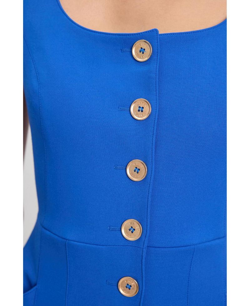 Women's Square Neck Button-Front Midi Dress