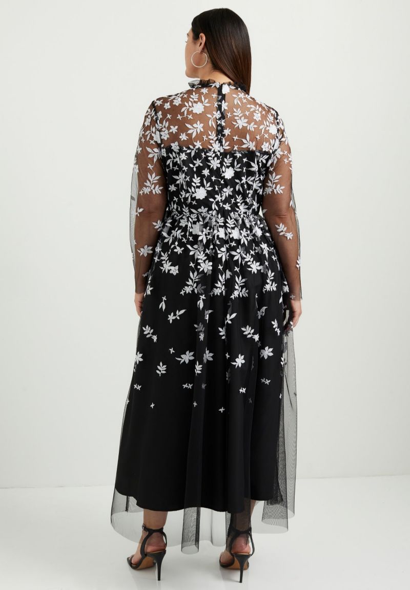 Women's June and Vie Mesh-Overlay Maxi Dress