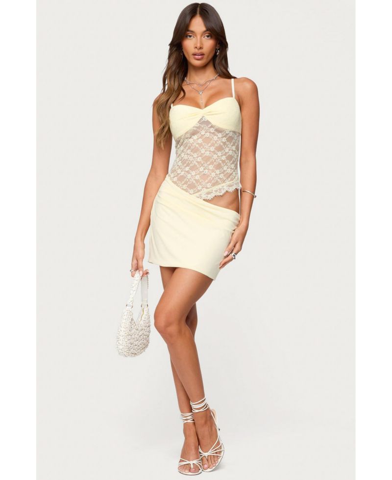 Women's Sheer Lacey Asymmetric Mini Dress