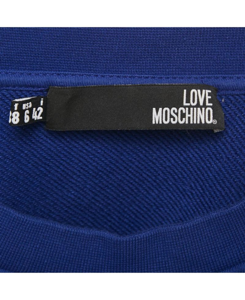 Women's Blue Printed Cotton Crew Neck Sweatshirt