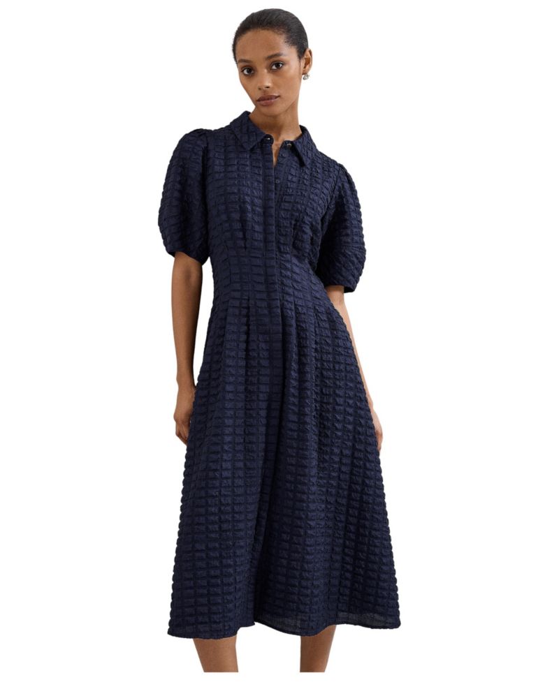 Women's Yasmine Collared Puff Sleeve Midi Dress