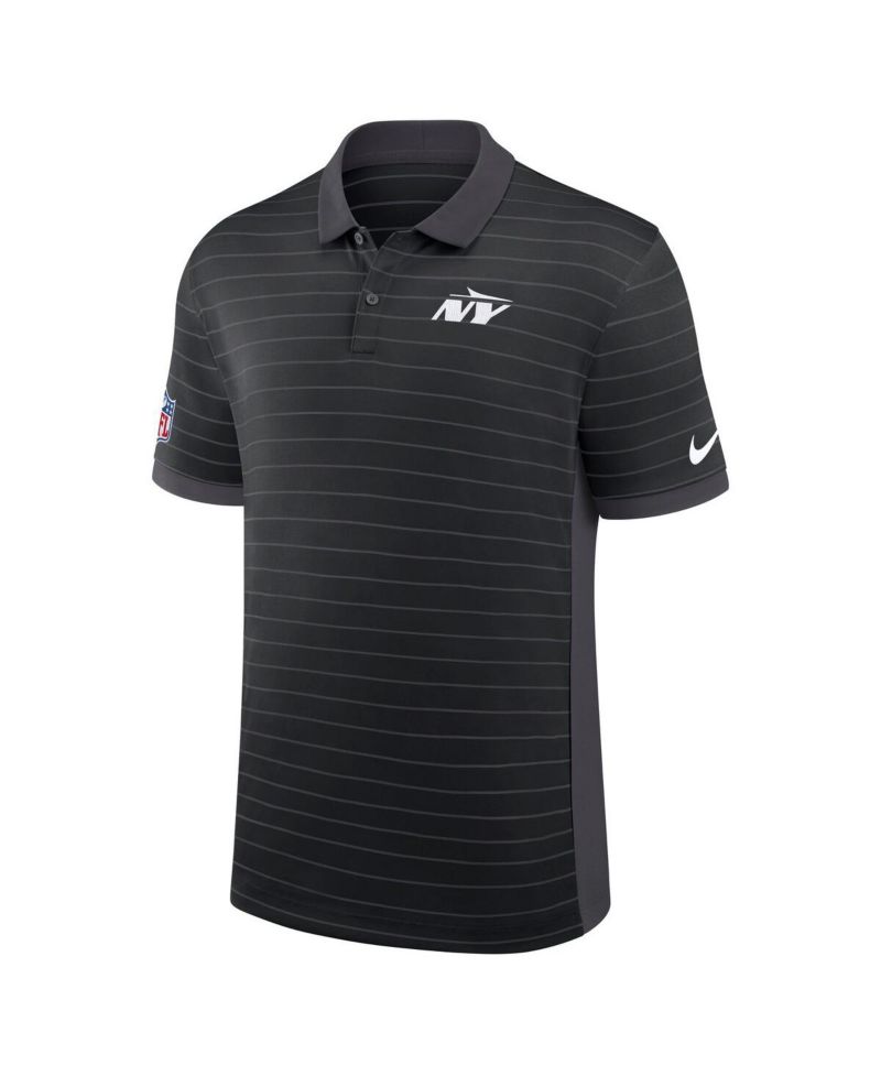 Men's Black New York Jets Sideline Victory Stripe Performance Polo Shirt