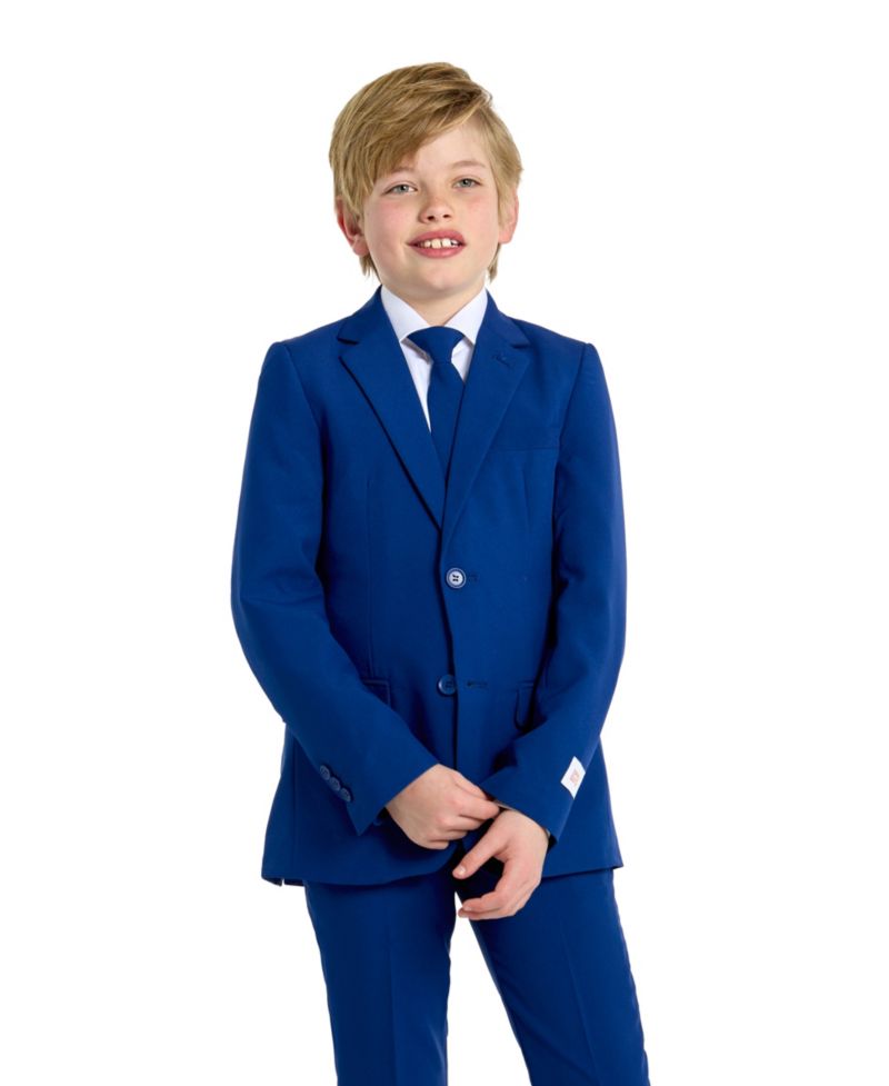 Teen Boys Navy Royale Slim Fit Solid Suit Including Blazer, Pants and Clip-On-Tie