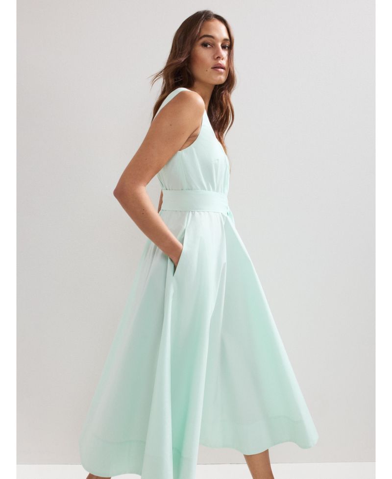 Women's Melinda Square Neck Tie Waist Midi Dress