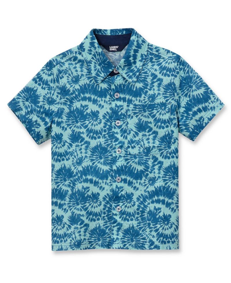 Boys Short Sleeve Linen Slub Button Down Shirt