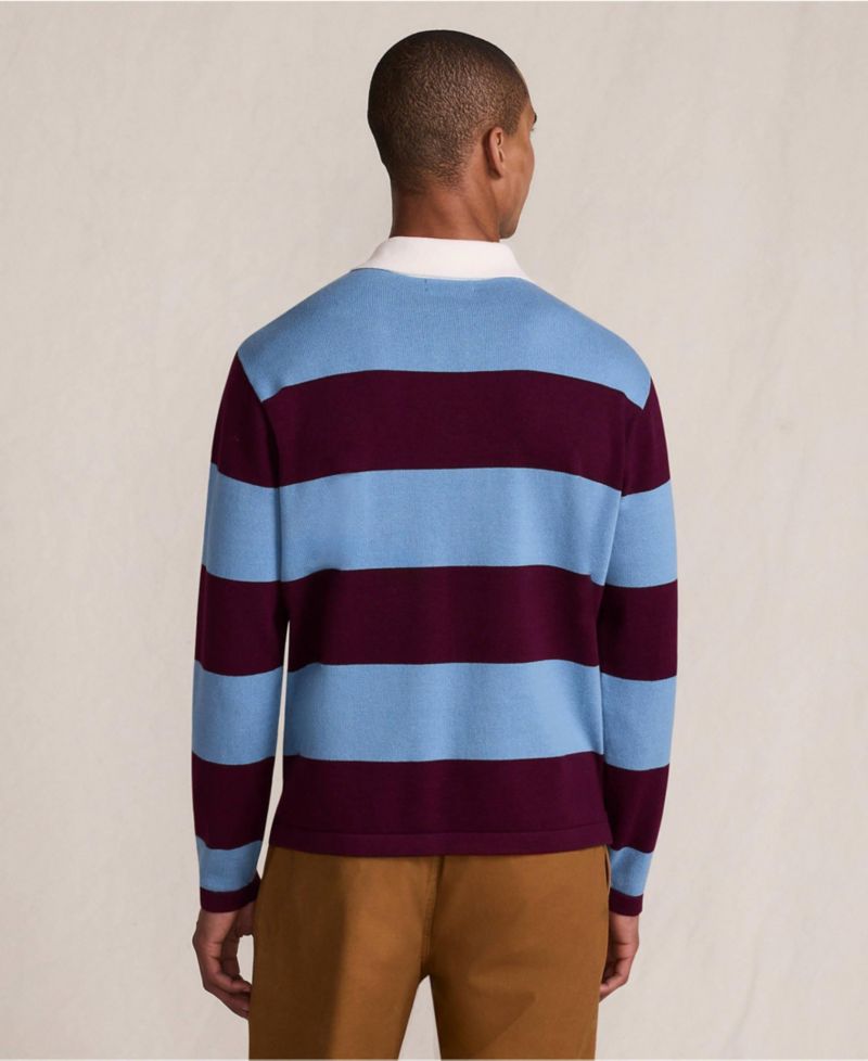 Men's Long Sleeve Cotton Rugby Sweater Polo