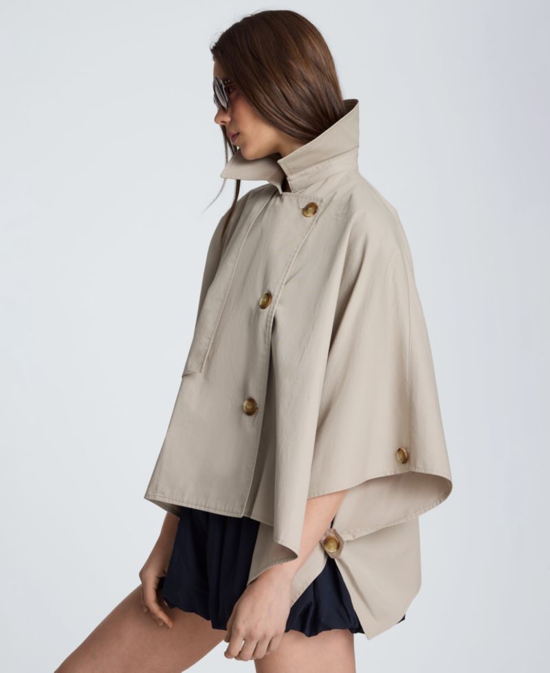Women's Notch Collar Trench Cape Jacket
