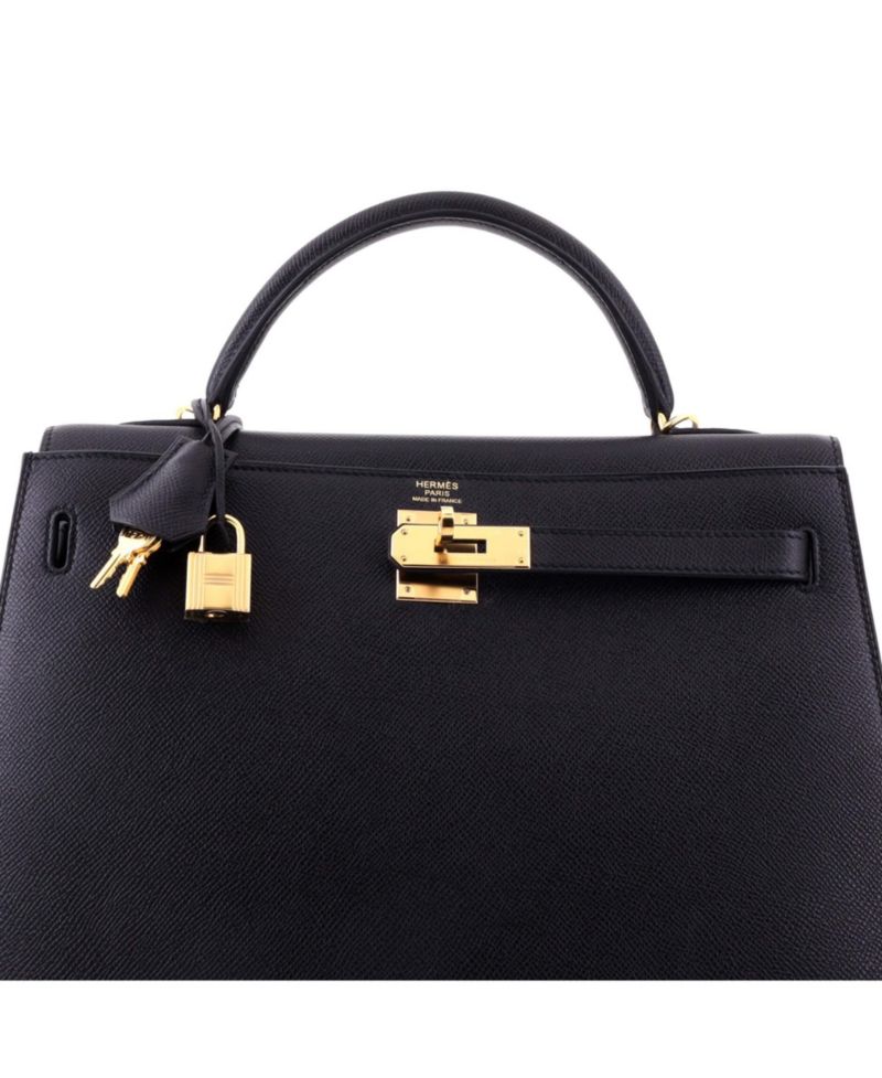 Kelly 32 Handbag Black Epsom with Gold Hardware