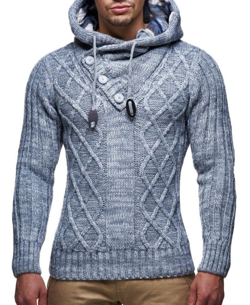 Men s Knitted Pullover | Long-Sleeved Slim fit Hoodie | Basic Winter Hoodie-Sweater for Men