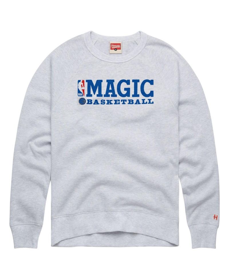 Men's and Women's Ash Orlando Magic Logoman Retro Tri-Blend Raglan Sweatshirt