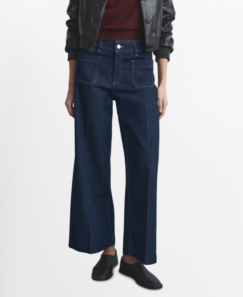 Women's Pockets Wide-Leg Jeans